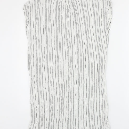 H&M Womens Ivory Striped Viscose A-Line Size 12 V-Neck Pullover