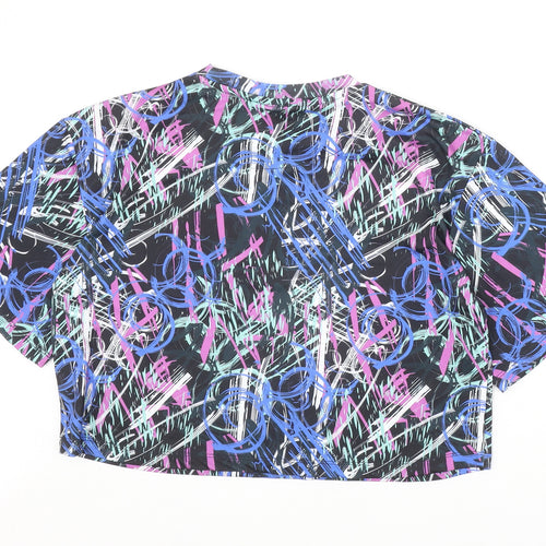 Holyfield Girls Multicoloured Geometric Polyester Cropped T-Shirt Size L Round Neck Pullover