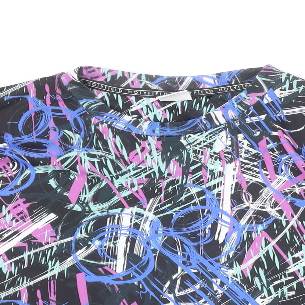 Holyfield Girls Multicoloured Geometric Polyester Cropped T-Shirt Size L Round Neck Pullover
