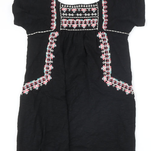 Staring at Stars Womens Black Geometric Cotton A-Line Size XS Square Neck Pullover