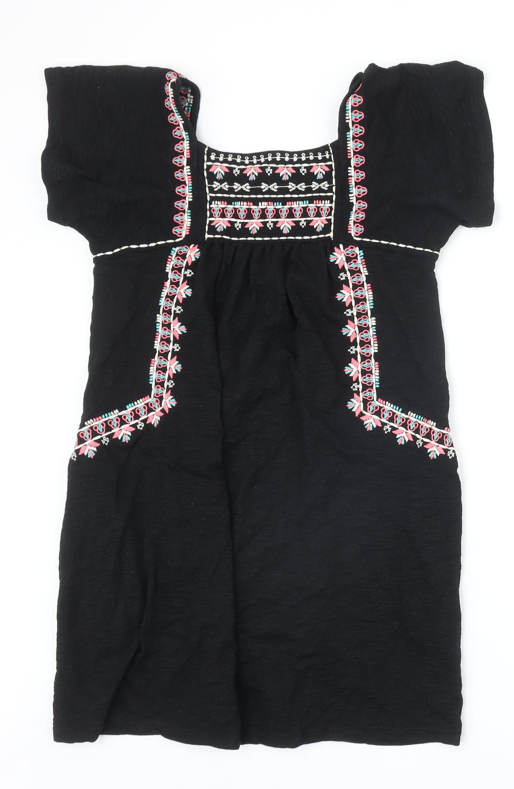 Staring at Stars Womens Black Geometric Cotton A-Line Size XS Square Neck Pullover