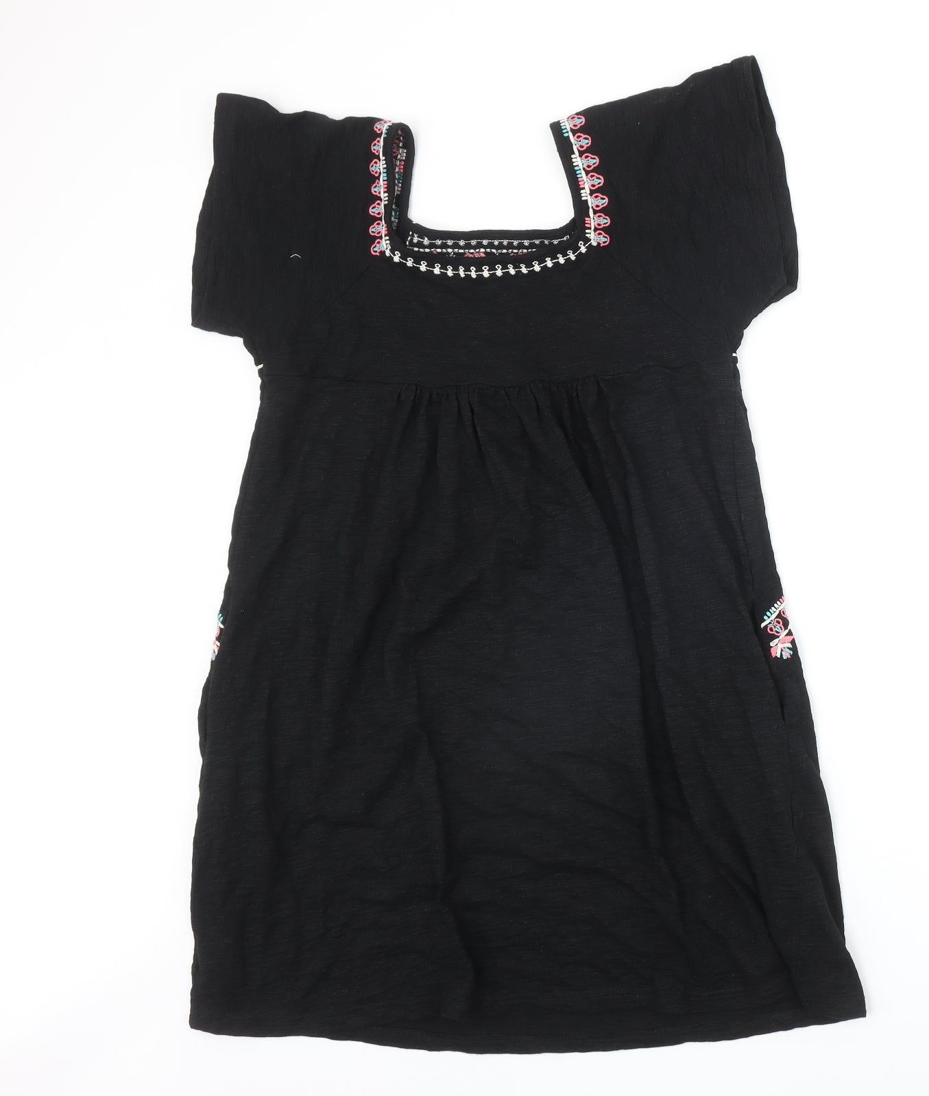 Staring at Stars Womens Black Geometric Cotton A-Line Size XS Square Neck Pullover