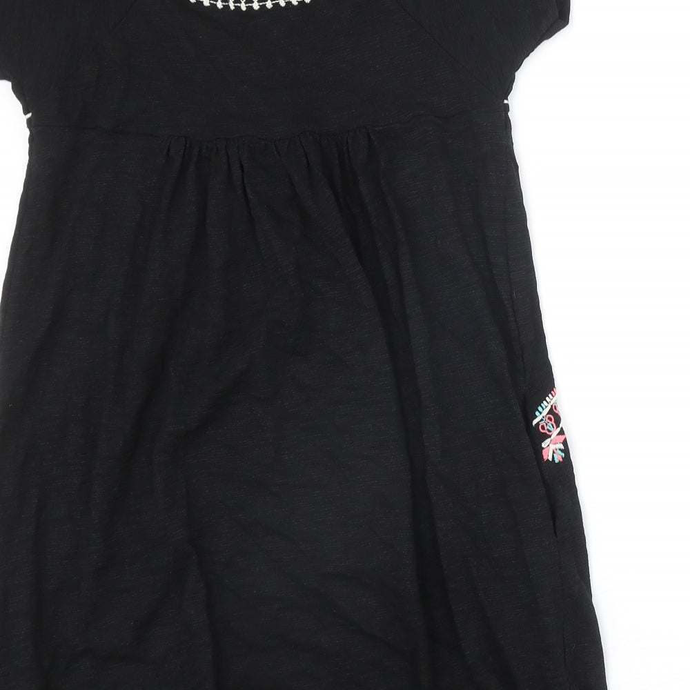 Staring at Stars Womens Black Geometric Cotton A-Line Size XS Square Neck Pullover