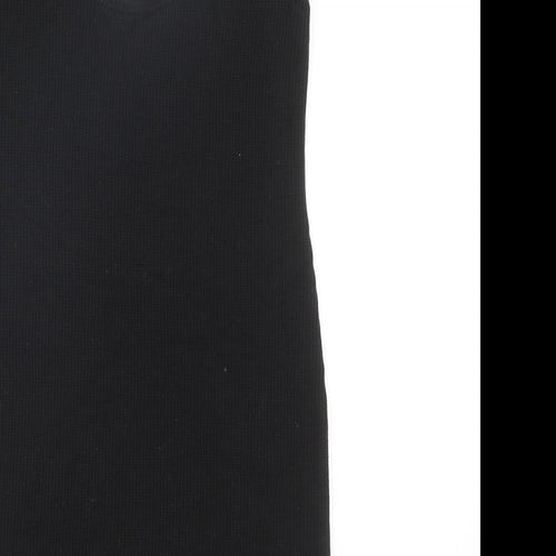 Topshop Womens Black Polyester Tank Dress Size 8 V-Neck Pullover