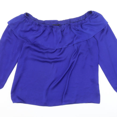 Dorothy Perkins Womens Blue Polyester Basic Blouse Size 14 Off the Shoulder
