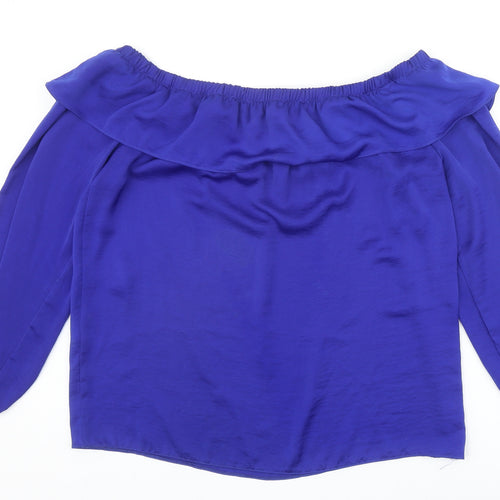 Dorothy Perkins Womens Blue Polyester Basic Blouse Size 14 Off the Shoulder