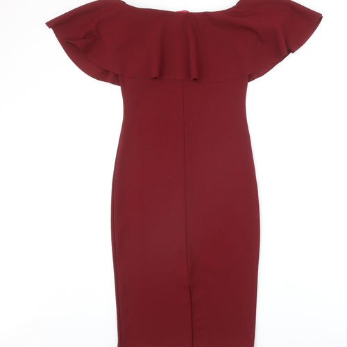 Pink Boutique Womens Red Polyester Shift Size 8 Off the Shoulder Pullover