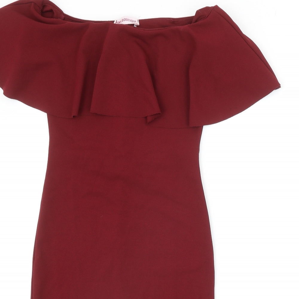 Pink Boutique Womens Red Polyester Shift Size 8 Off the Shoulder Pullover