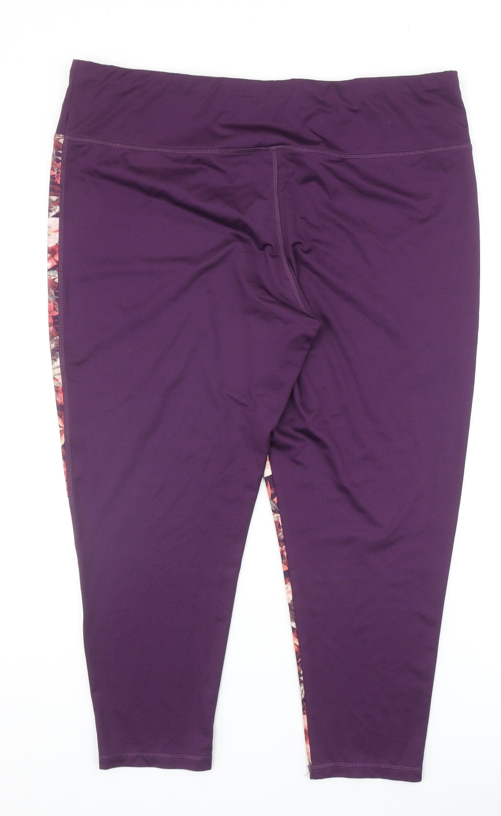 TU Womens Purple Floral Polyester Cropped Leggings Size 18