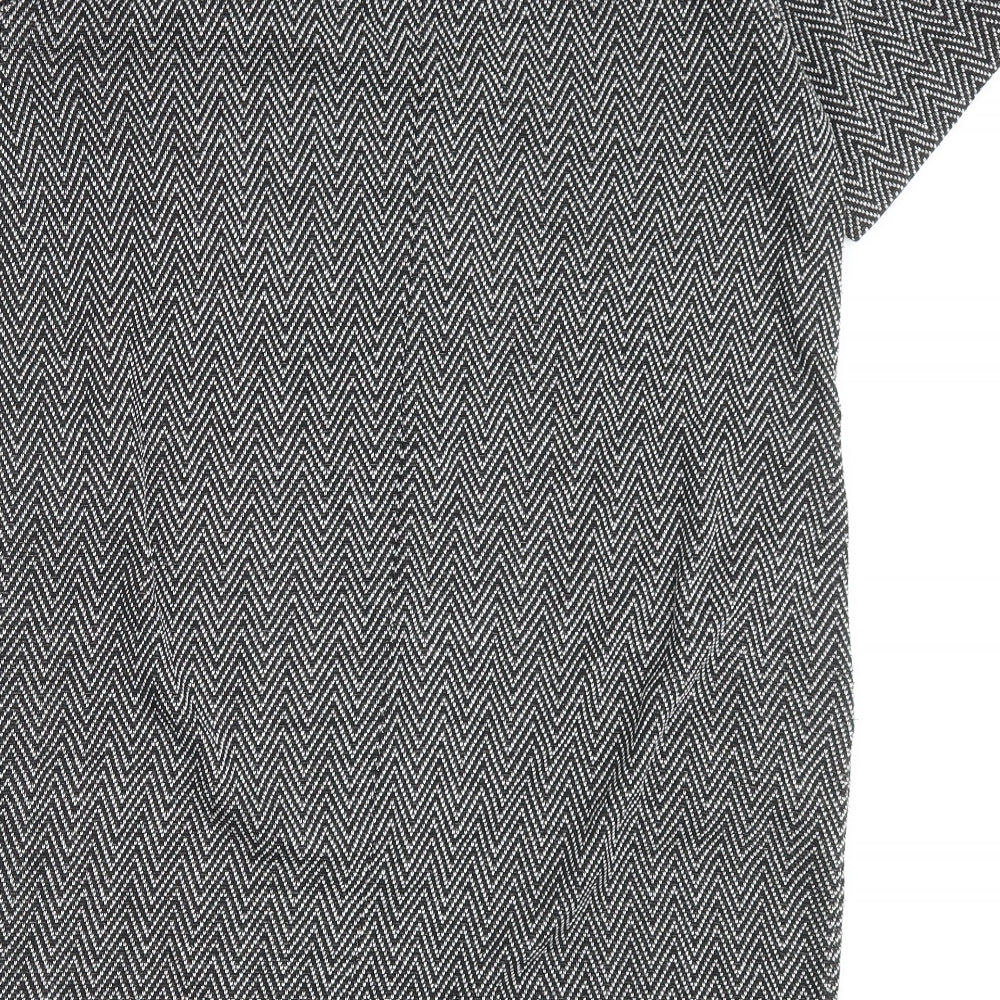 NEXT Womens Black Geometric Polyester T-Shirt Dress Size 18 Round Neck Pullover