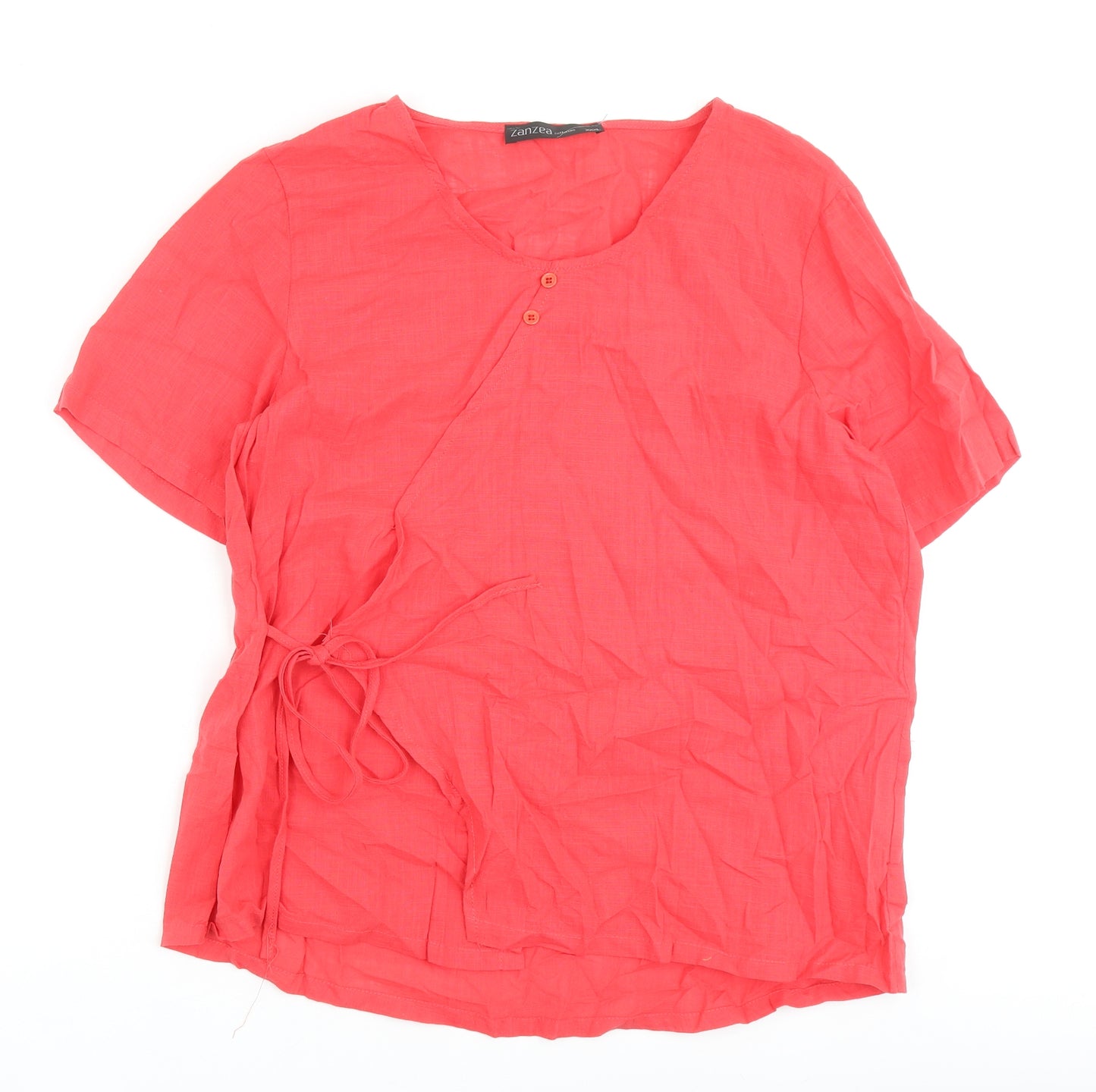 Zanzea Womens Red 100% Cotton Basic Blouse Size 3XL Round Neck
