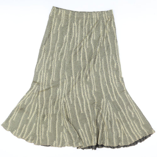 Stephen Womens Gold Geometric Polyester Swing Skirt Size 16