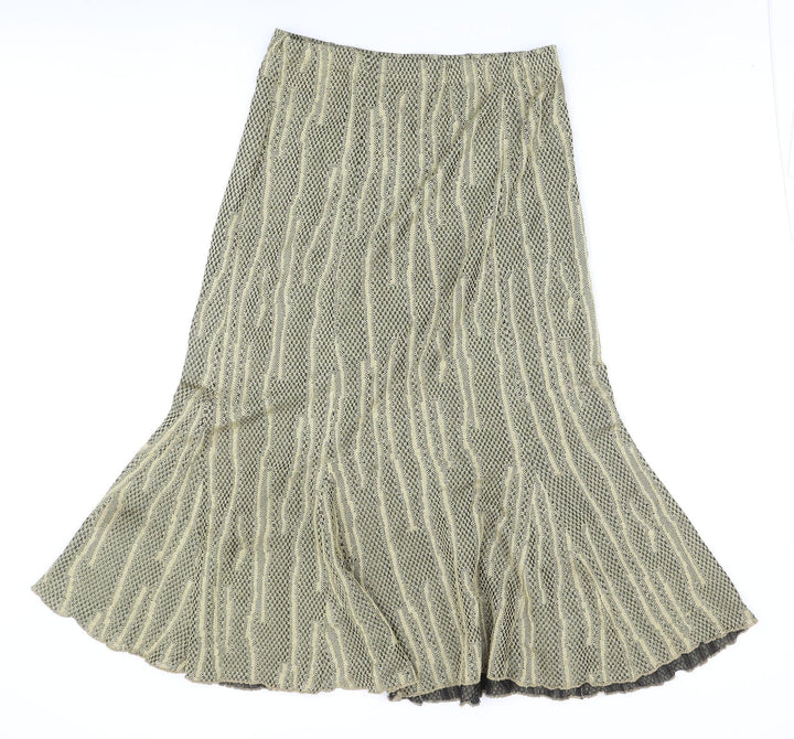 Stephen Womens Gold Geometric Polyester Swing Skirt Size 16