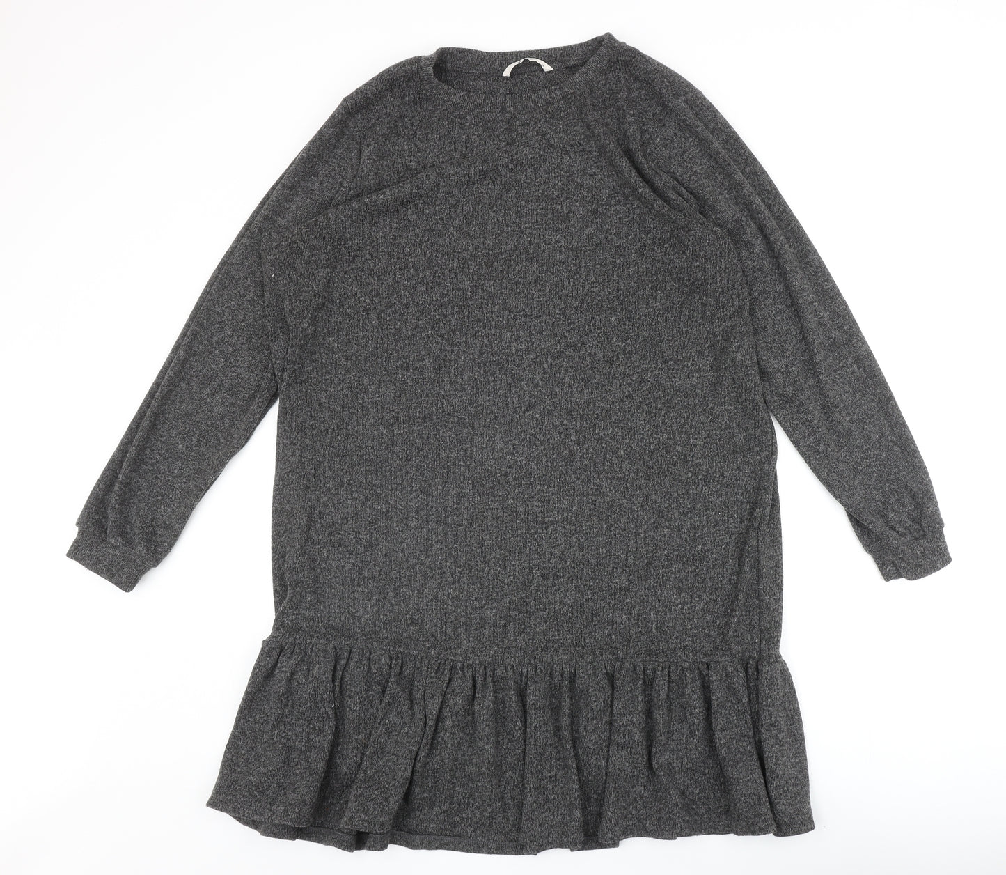 TU Womens Grey Polyester Jumper Dress Size 16 Round Neck Pullover