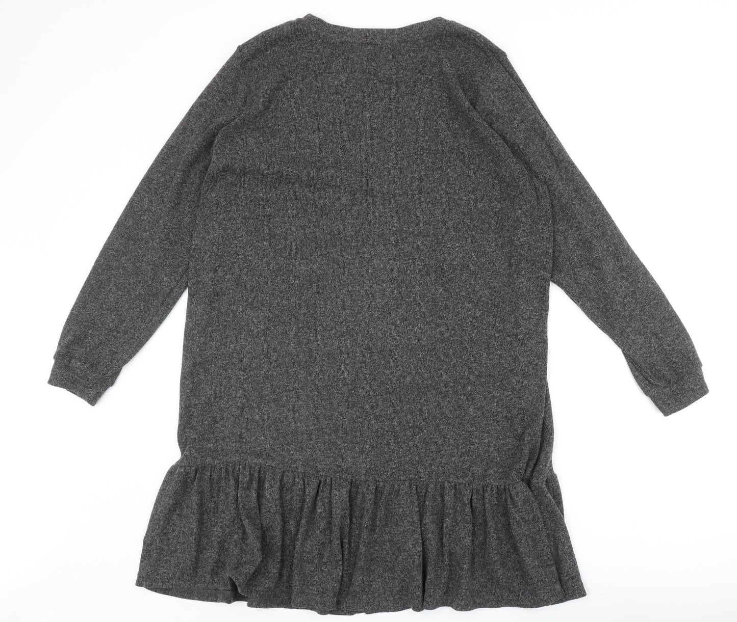 TU Womens Grey Polyester Jumper Dress Size 16 Round Neck Pullover