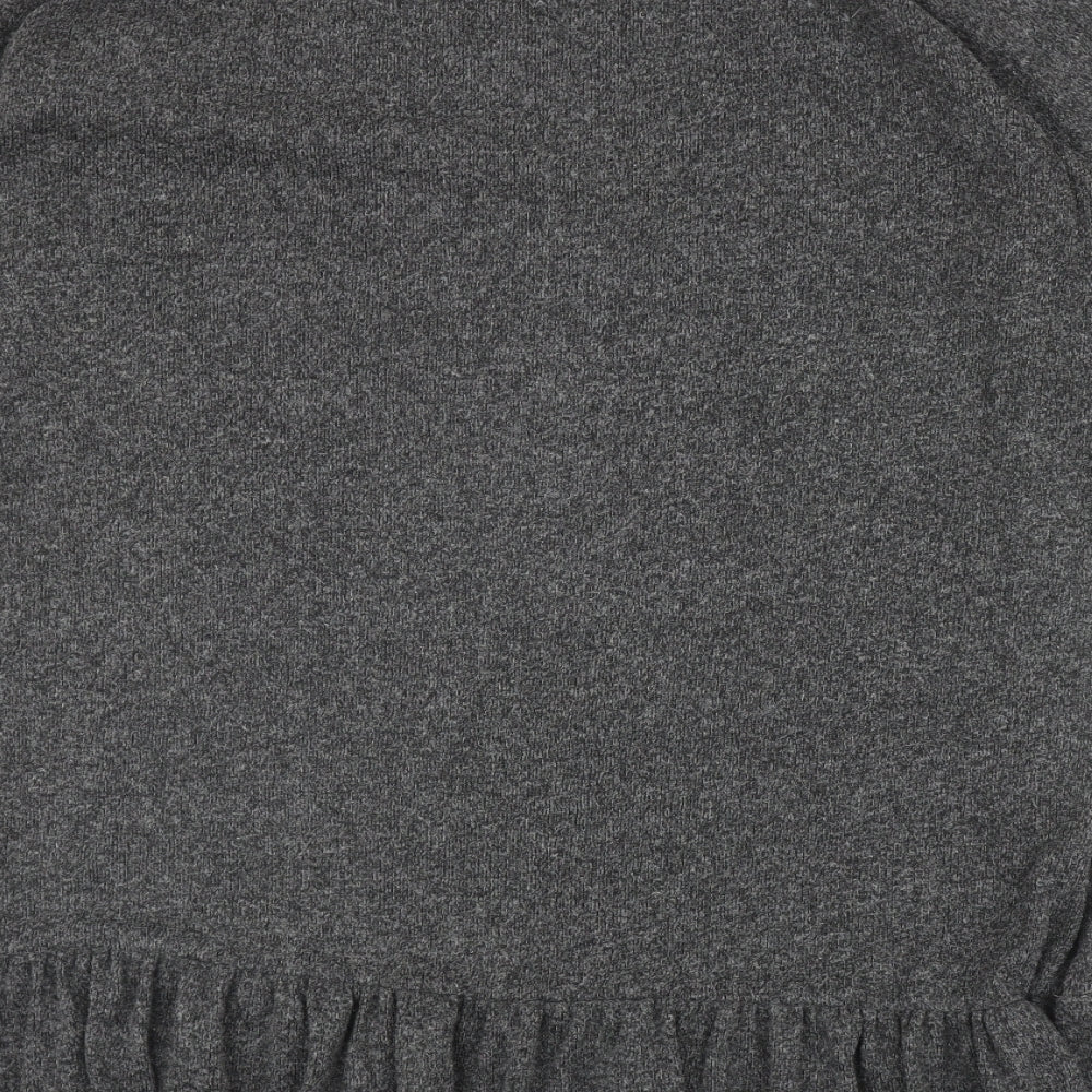 TU Womens Grey Polyester Jumper Dress Size 16 Round Neck Pullover