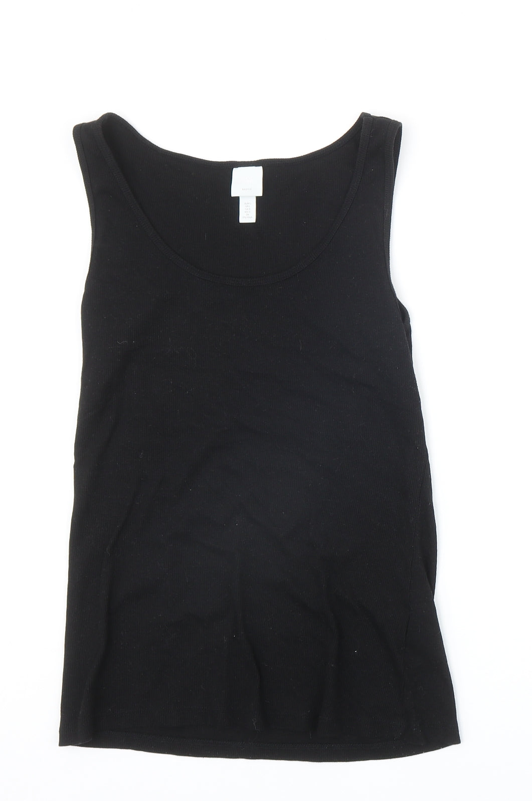 H&M Womens Black Cotton Basic Tank Size L Scoop Neck - Ribbed