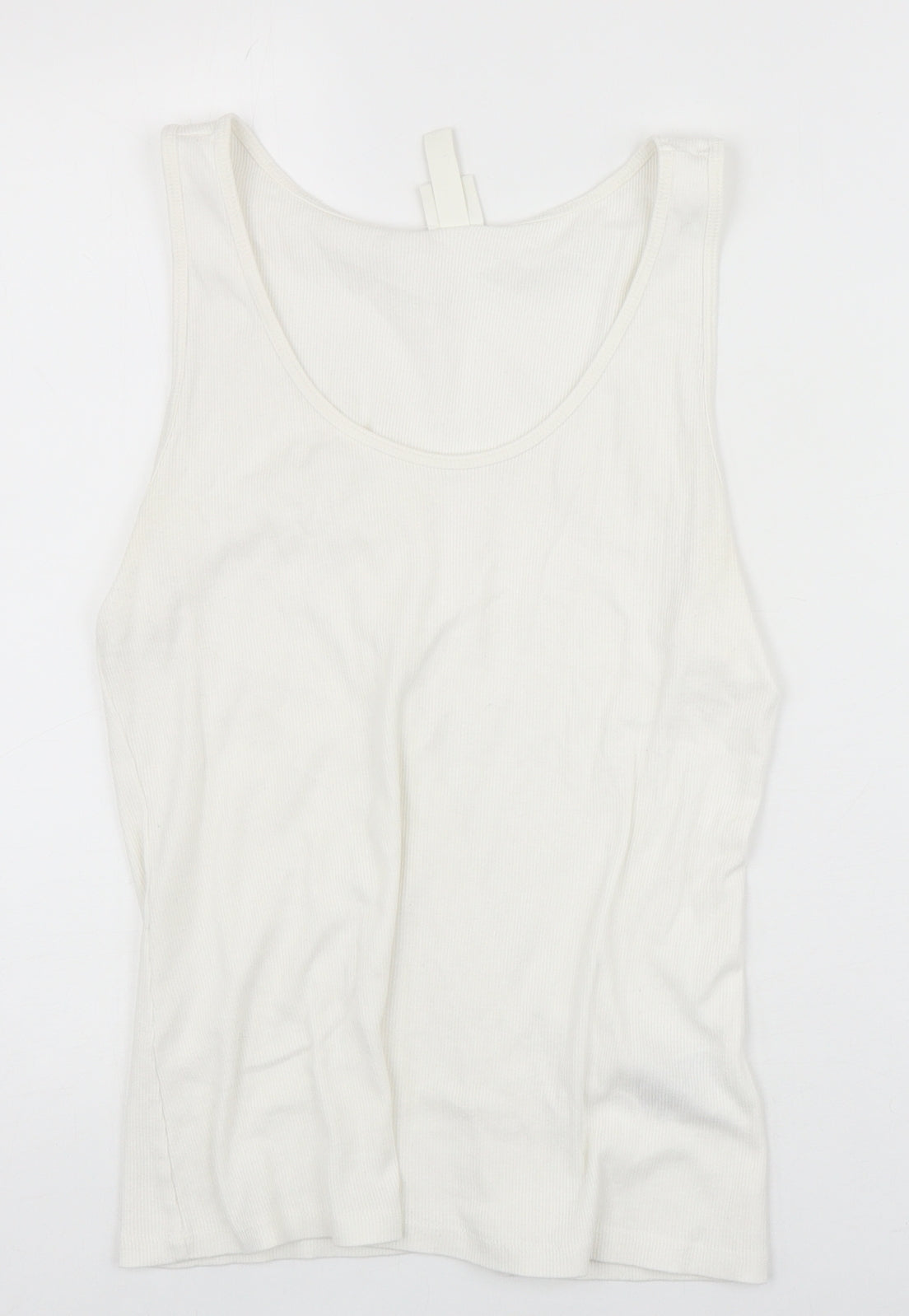 H&M Womens Ivory Cotton Basic Tank Size L Scoop Neck - Ribbed