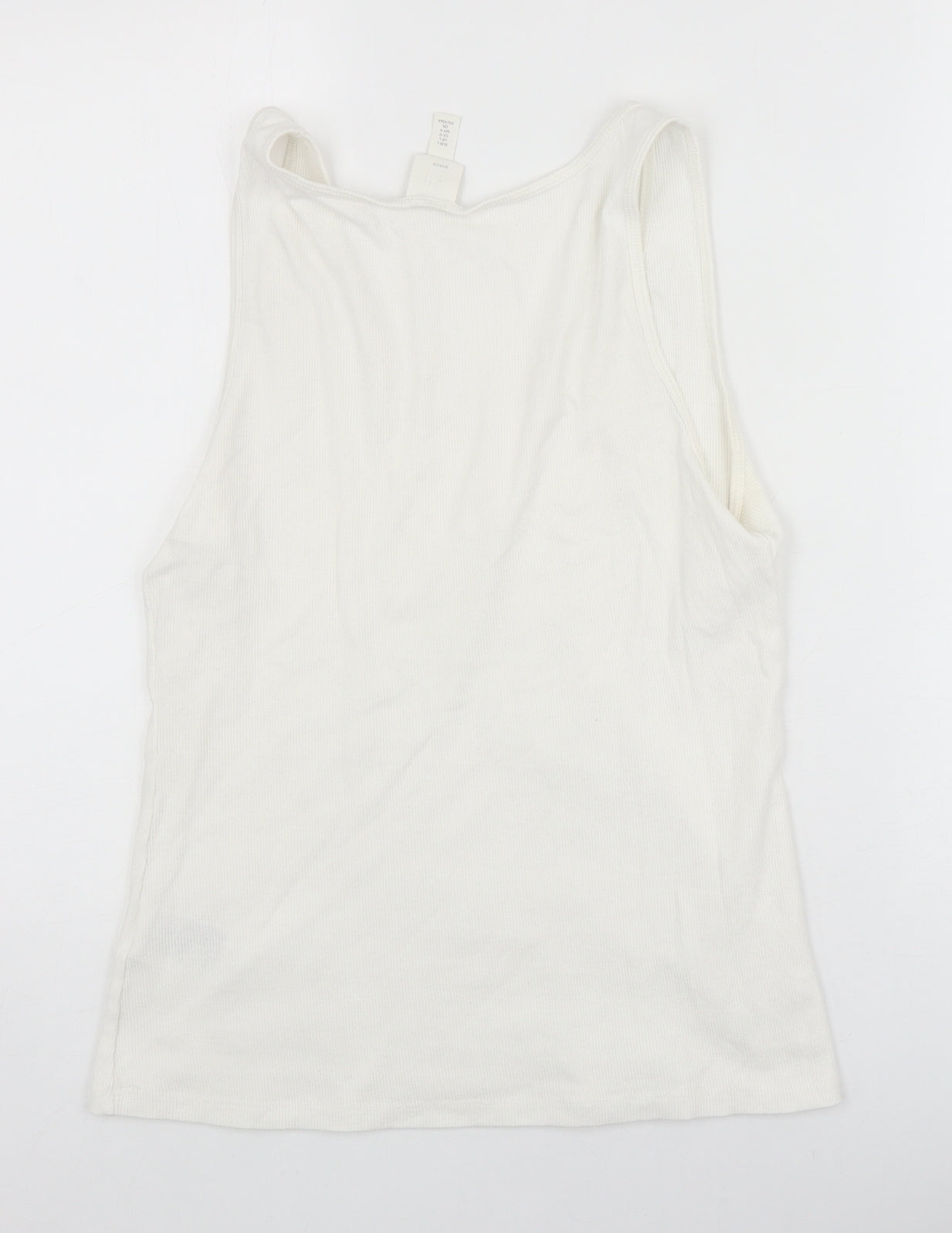 H&M Womens Ivory Cotton Basic Tank Size L Scoop Neck - Ribbed