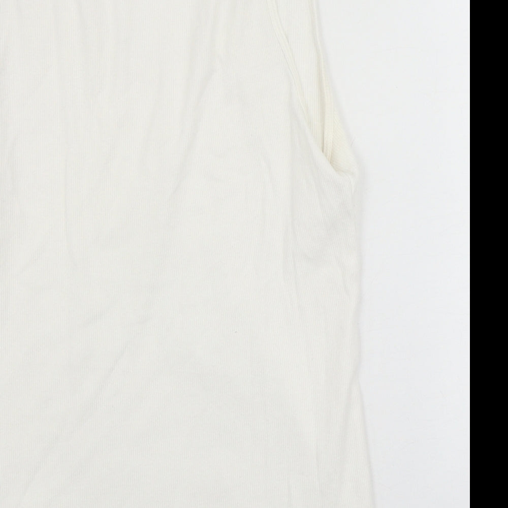 H&M Womens Ivory Cotton Basic Tank Size L Scoop Neck - Ribbed