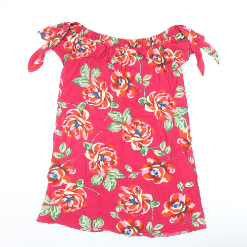 Papaya Womens Pink Floral Polyester A-Line Size 12 Off the Shoulder Pullover