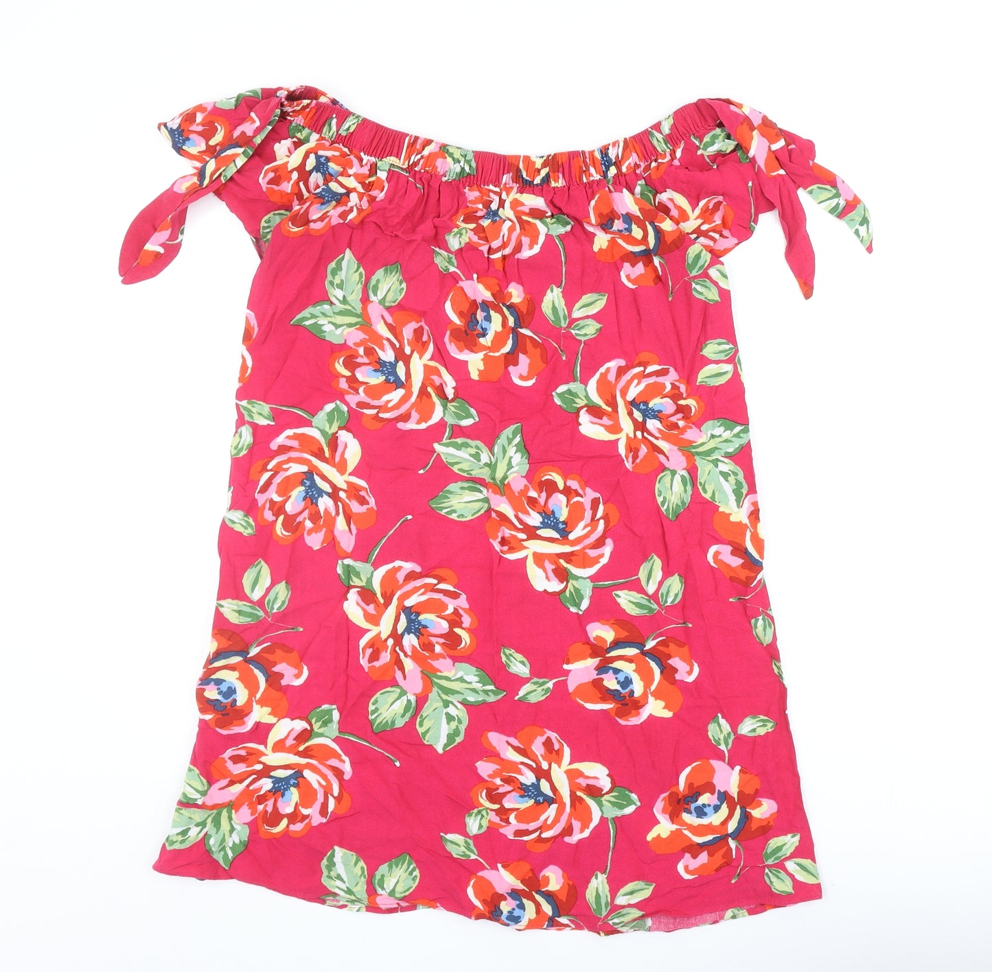 Papaya Womens Pink Floral Polyester A-Line Size 12 Off the Shoulder Pullover