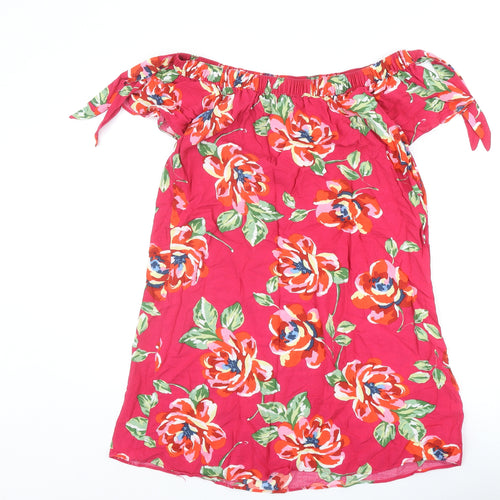 Papaya Womens Pink Floral Polyester A-Line Size 12 Off the Shoulder Pullover