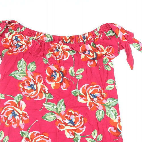 Papaya Womens Pink Floral Polyester A-Line Size 12 Off the Shoulder Pullover