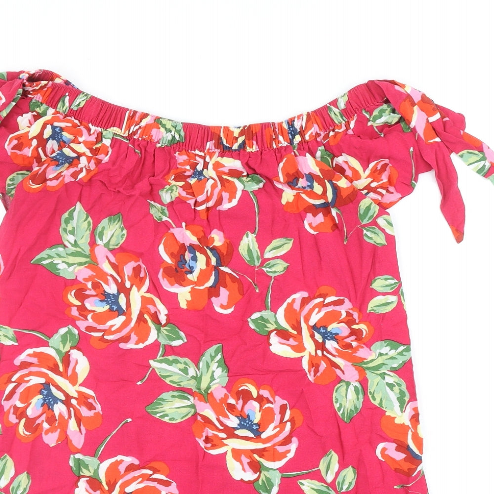 Papaya Womens Pink Floral Polyester A-Line Size 12 Off the Shoulder Pullover