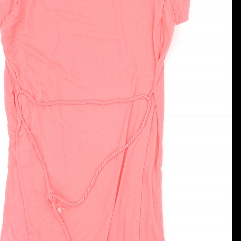 F&F Womens Pink Polyester T-Shirt Dress Size L Round Neck Pullover