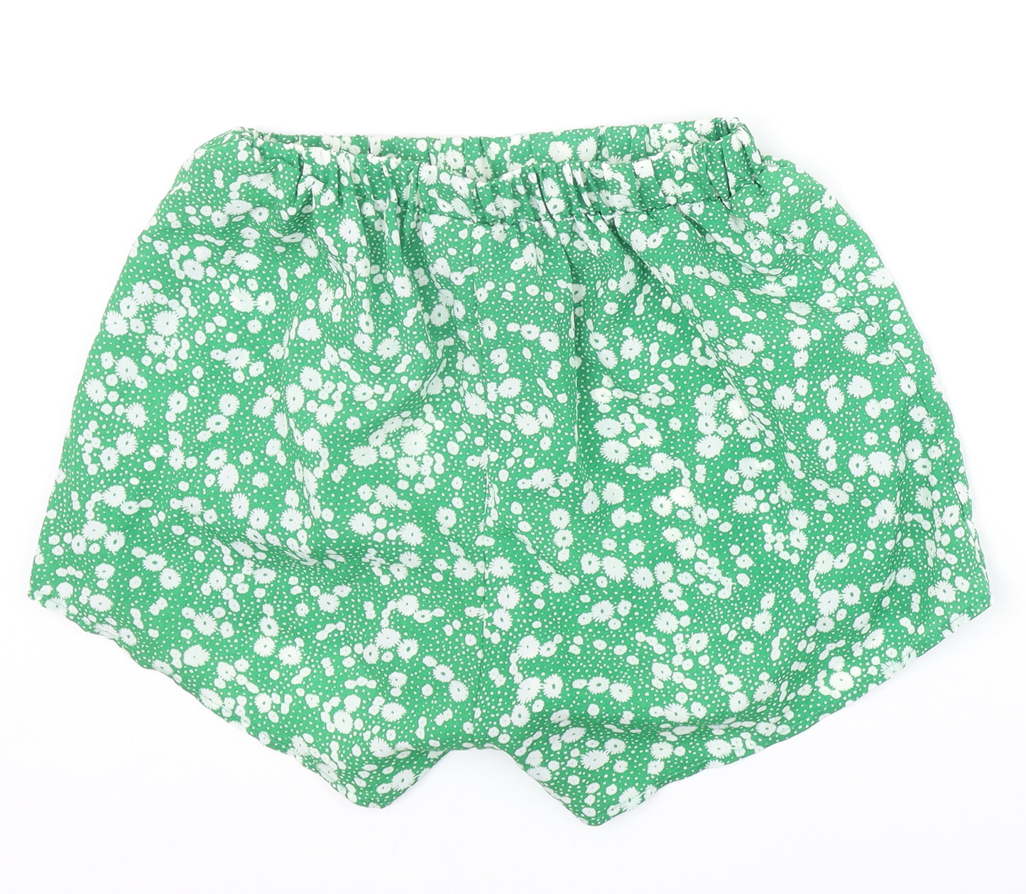Preworn Womens Green Floral Polyester Basic Shorts Size S Regular Pull On