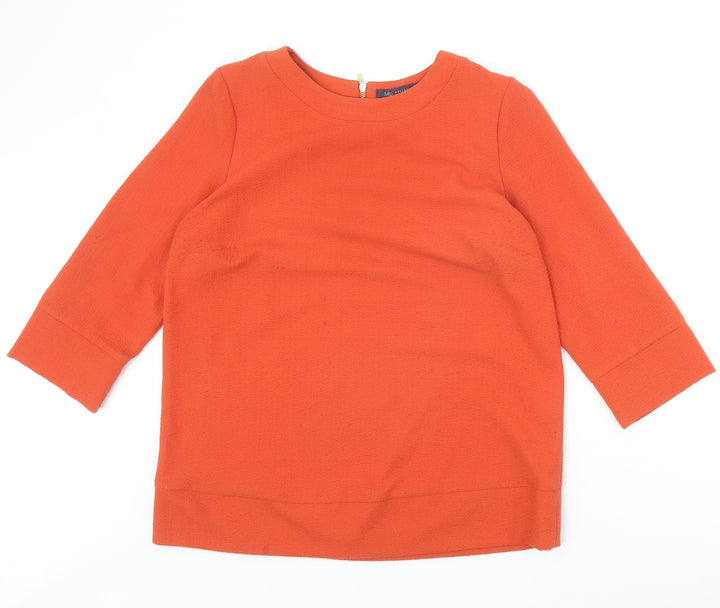 Marks and Spencer Womens Orange Polyester Basic Blouse Size 10 Round Neck