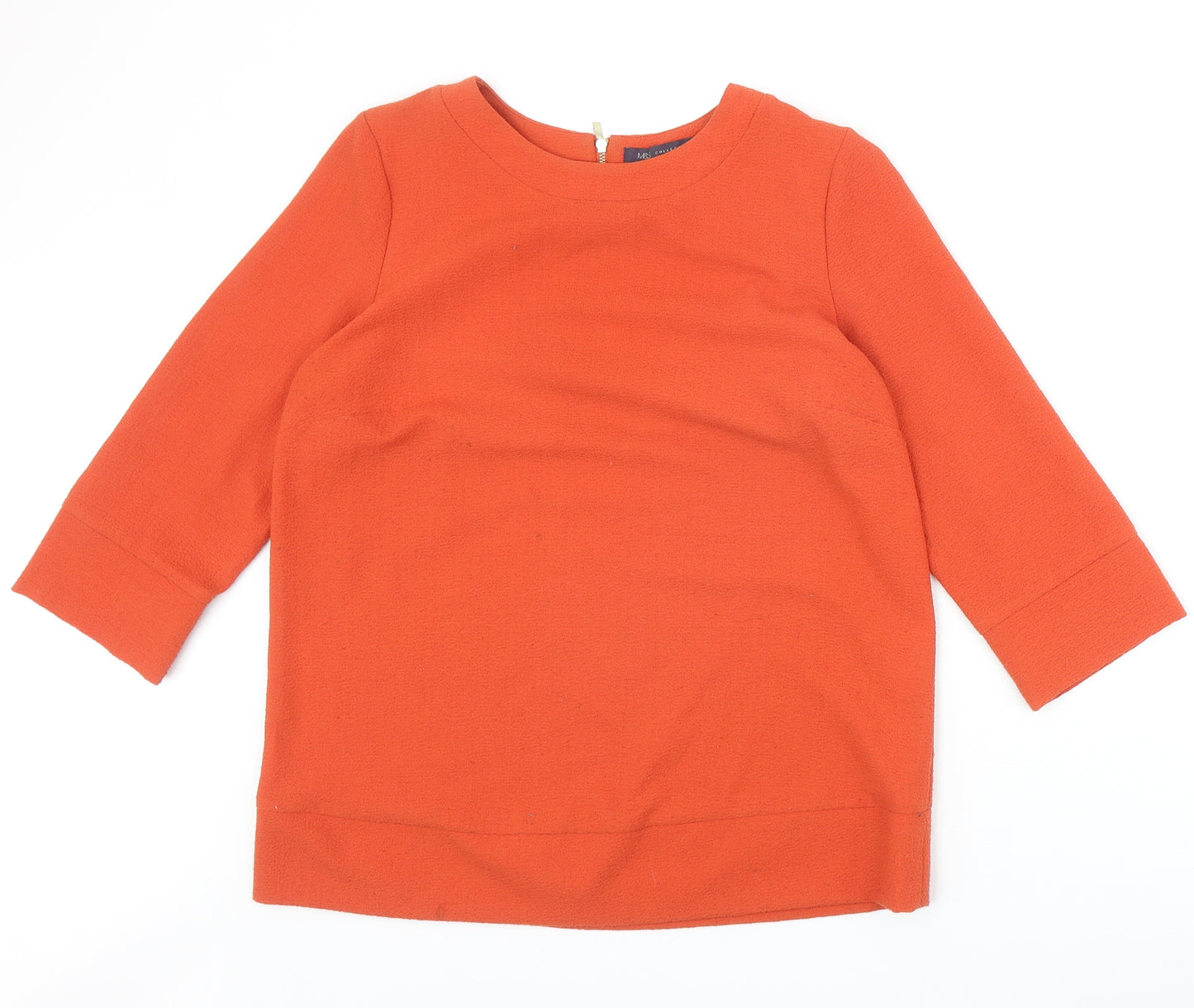 Marks and Spencer Womens Orange Polyester Basic Blouse Size 10 Round Neck