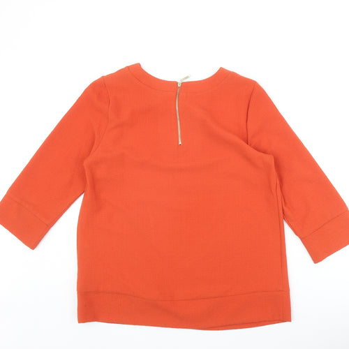 Marks and Spencer Womens Orange Polyester Basic Blouse Size 10 Round Neck