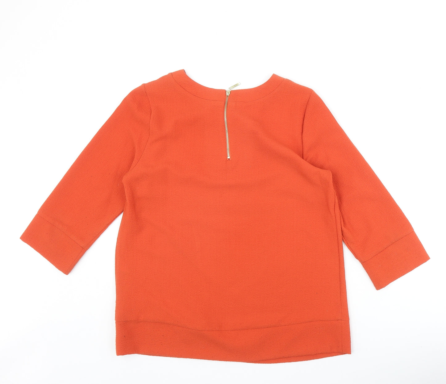 Marks and Spencer Womens Orange Polyester Basic Blouse Size 10 Round Neck