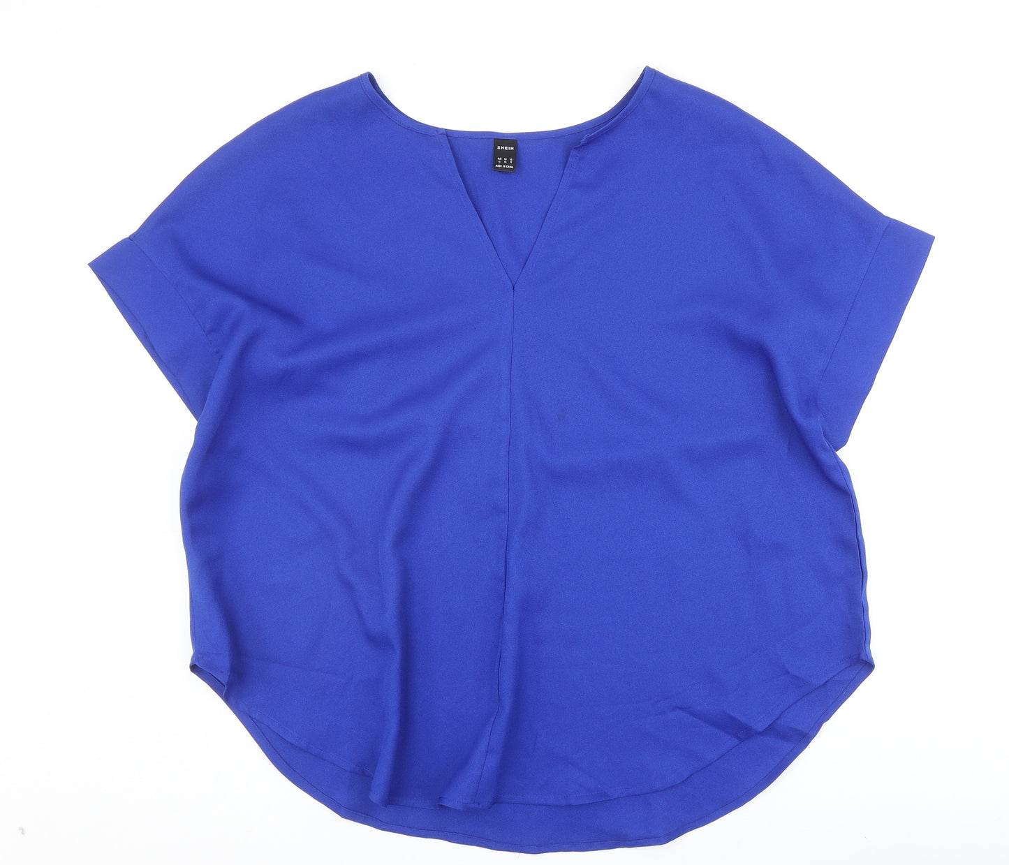 SheIn Womens Blue Polyester Basic Blouse Size XL V-Neck