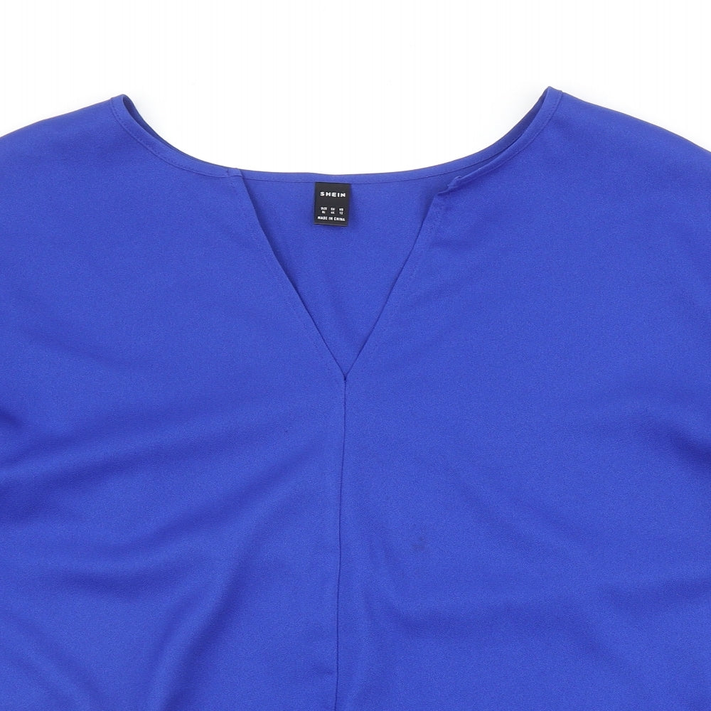 SheIn Womens Blue Polyester Basic Blouse Size XL V-Neck