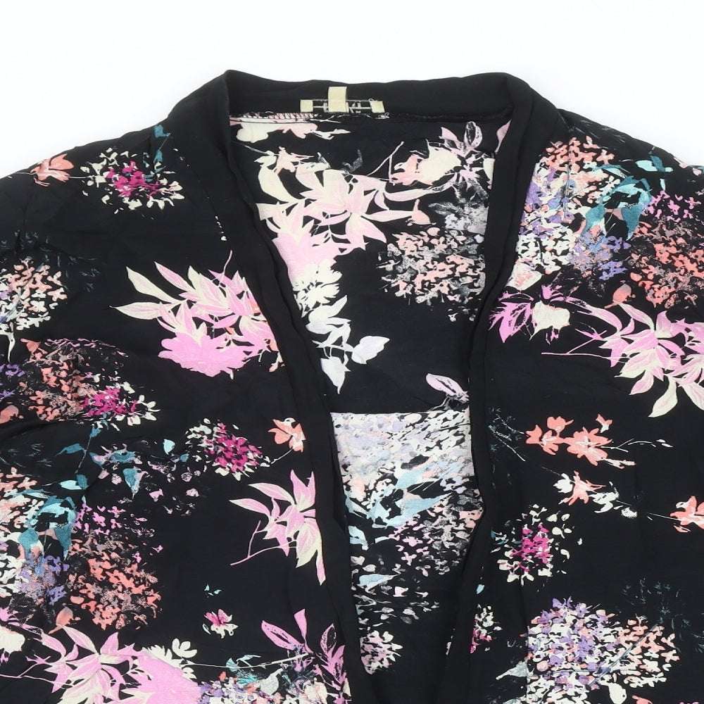 Papaya Womens Black Floral Viscose Kimono Blouse Size 16 V-Neck