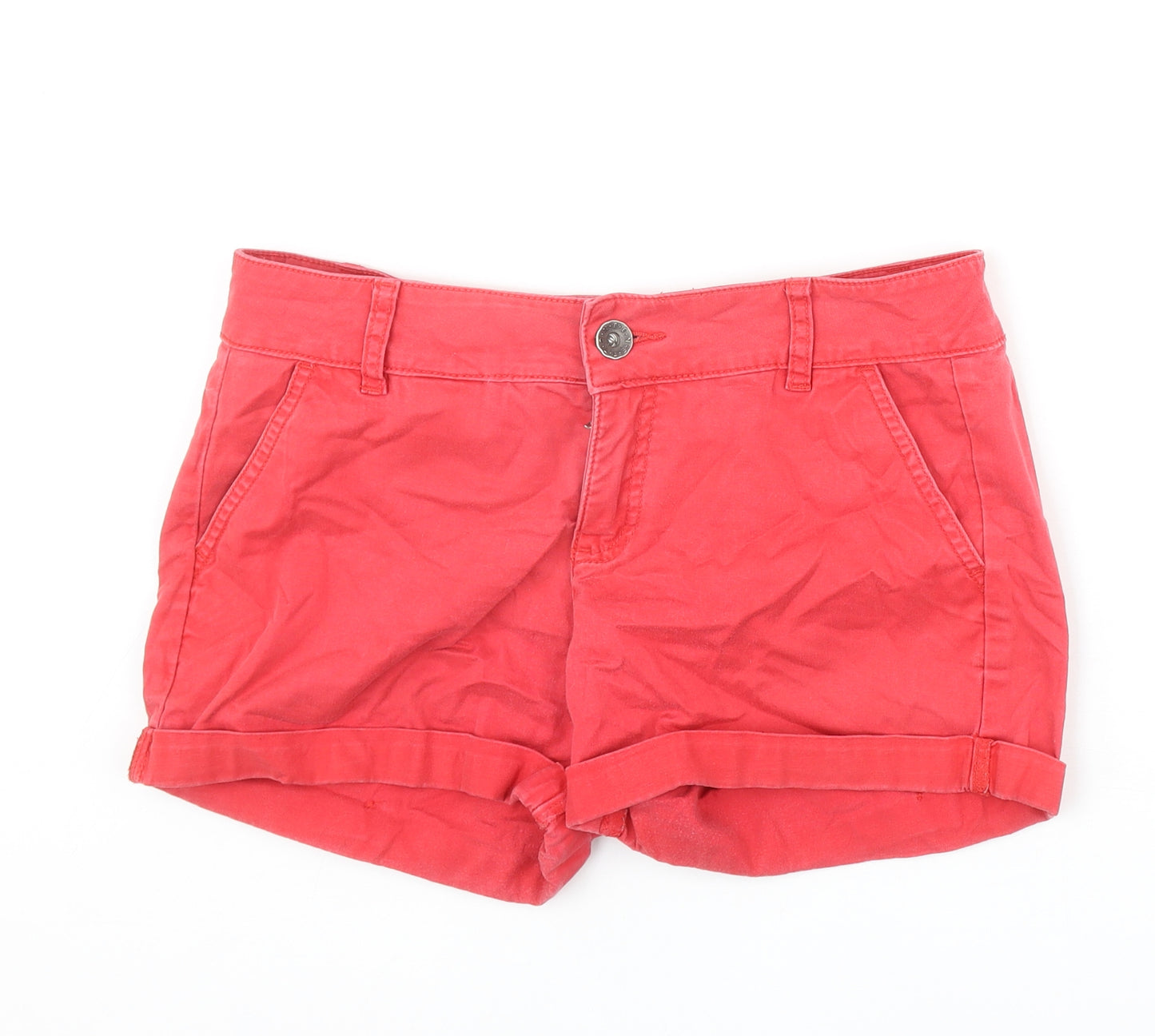 Stile Benetton Womens Red Cotton Mom Shorts Size 12 Regular Zip