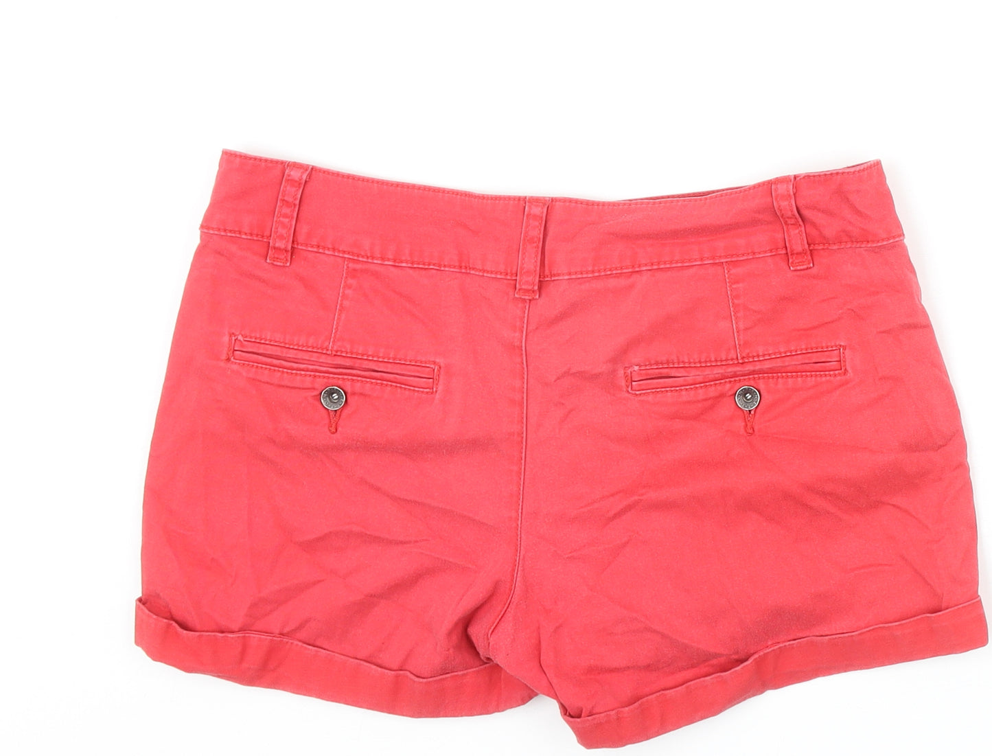 Stile Benetton Womens Red Cotton Mom Shorts Size 12 Regular Zip