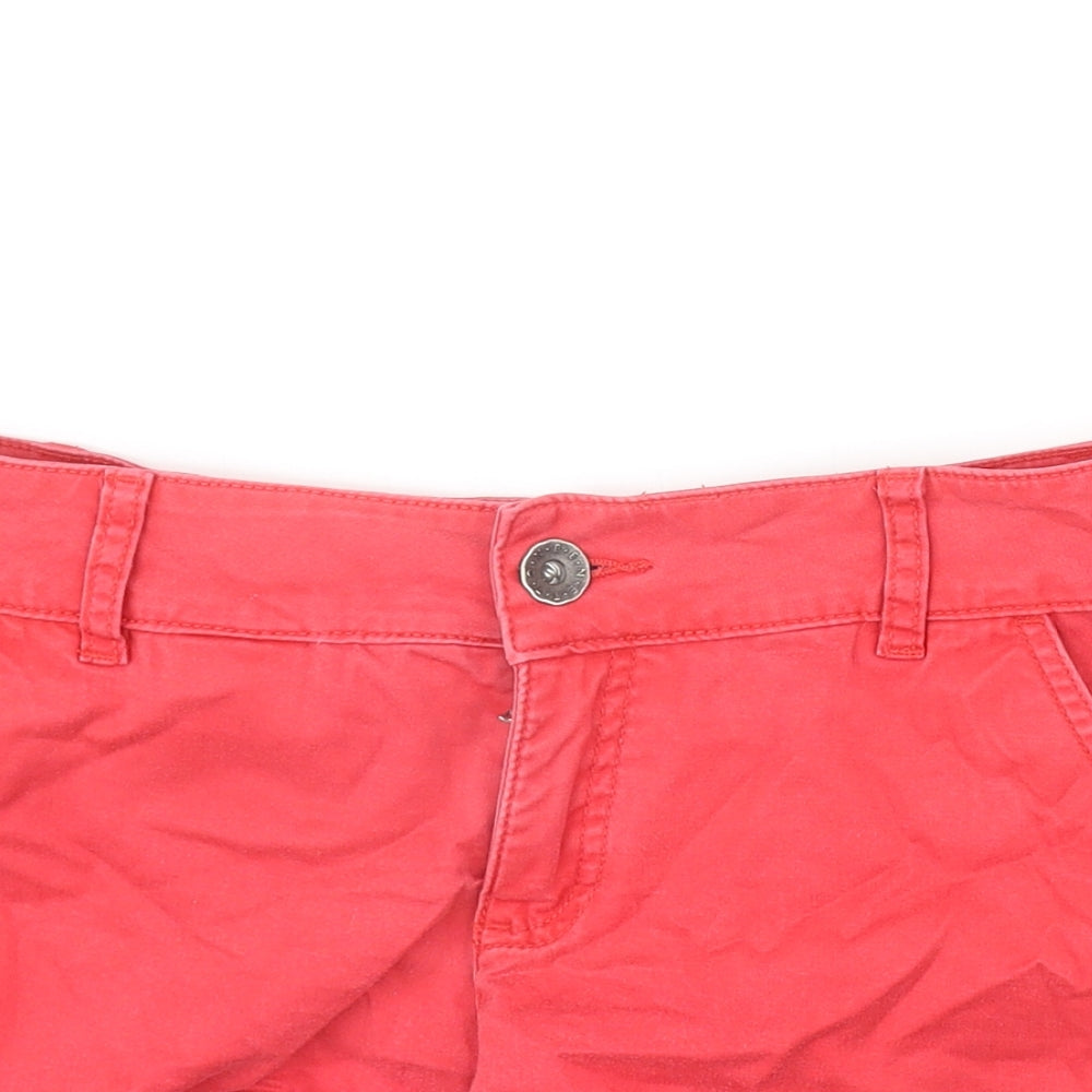 Stile Benetton Womens Red Cotton Mom Shorts Size 12 Regular Zip