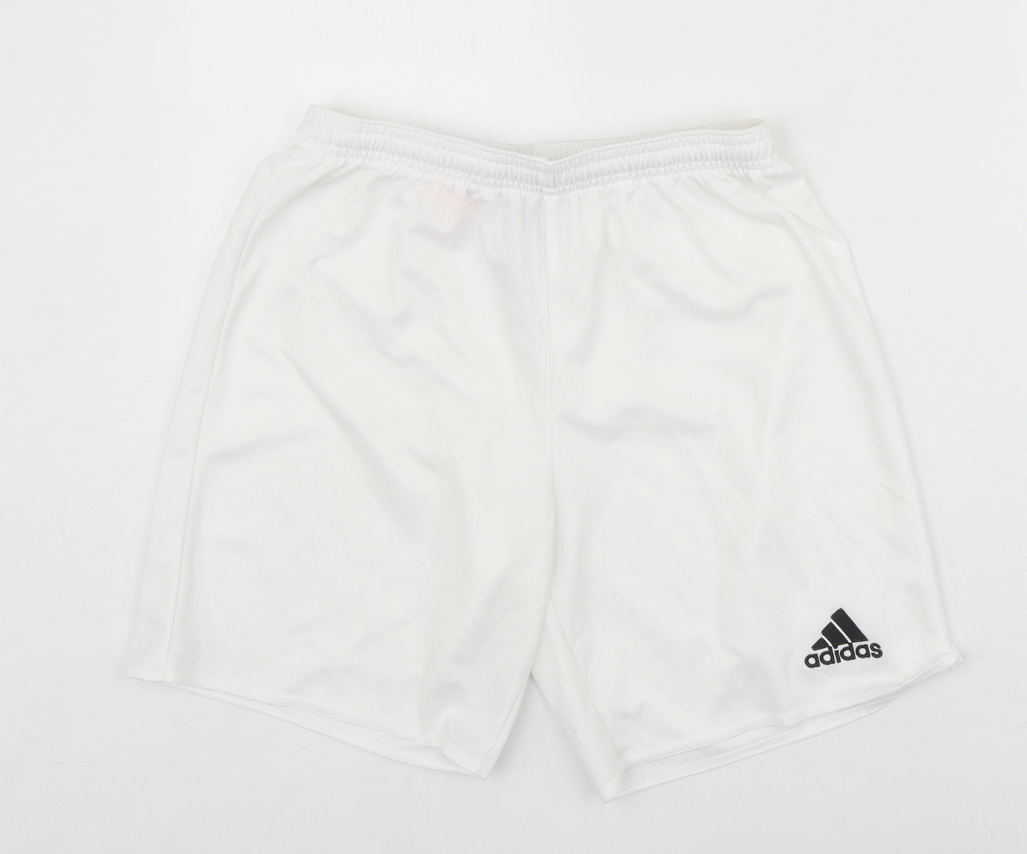 adidas Boys White Polyester Sweat Shorts Size 15-16 Years Regular Drawstring