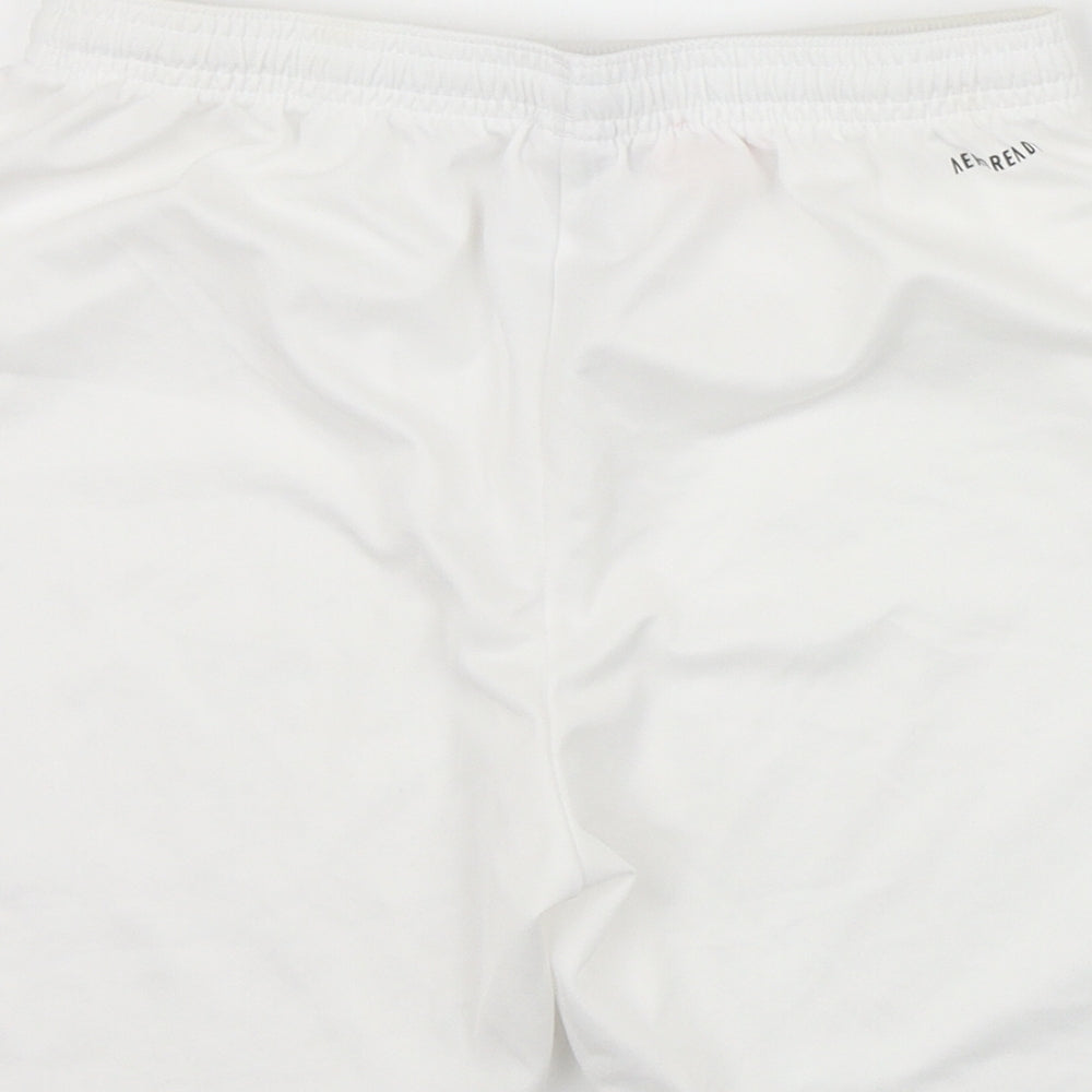 adidas Boys White Polyester Sweat Shorts Size 15-16 Years Regular Drawstring