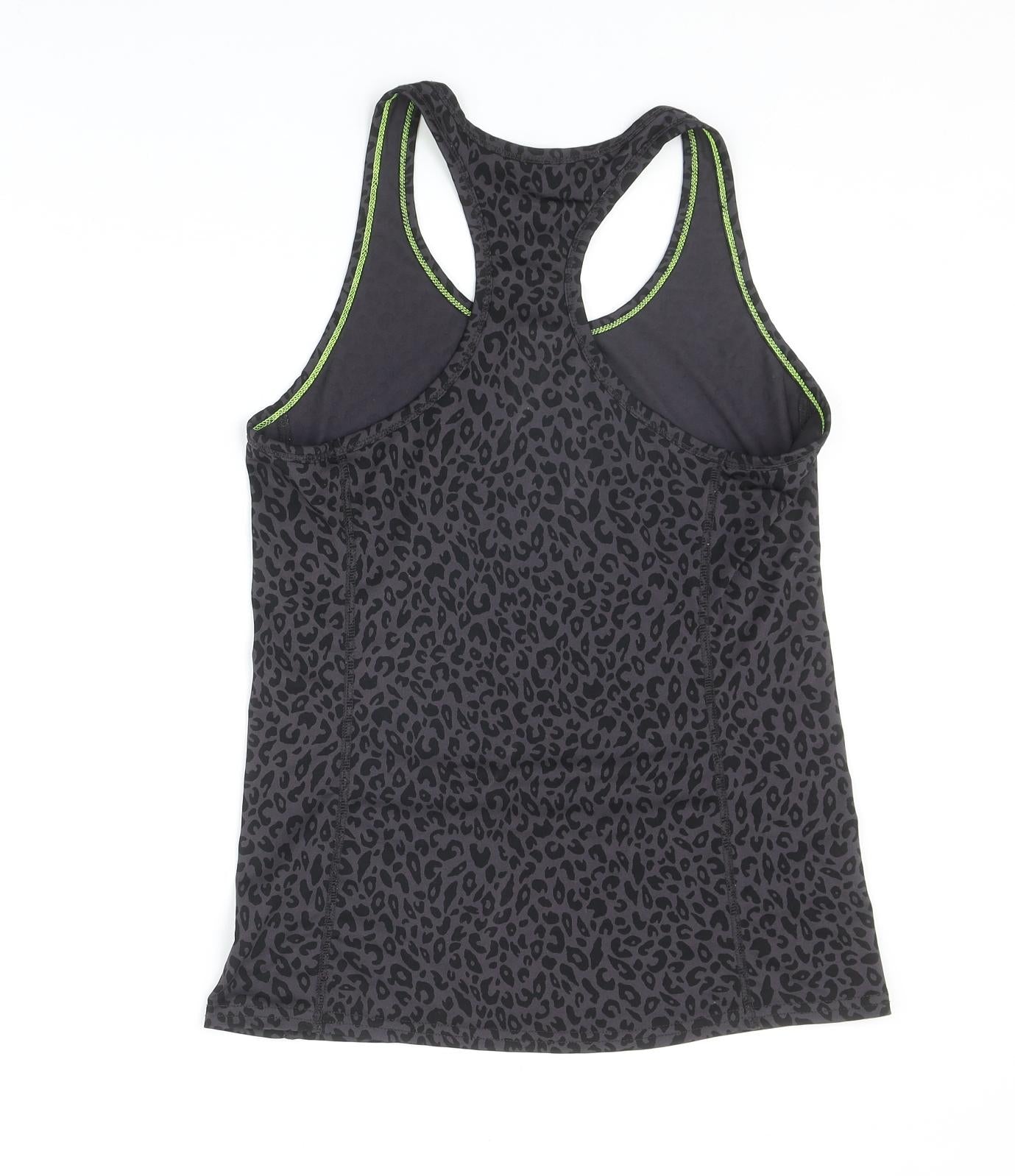 H&M Womens Grey Animal Print Polyester Basic Tank Size S Scoop Neck - Leopard Print Racerback
