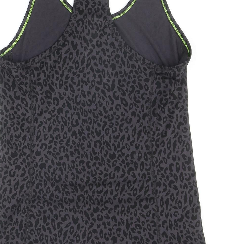 H&M Womens Grey Animal Print Polyester Basic Tank Size S Scoop Neck - Leopard Print Racerback