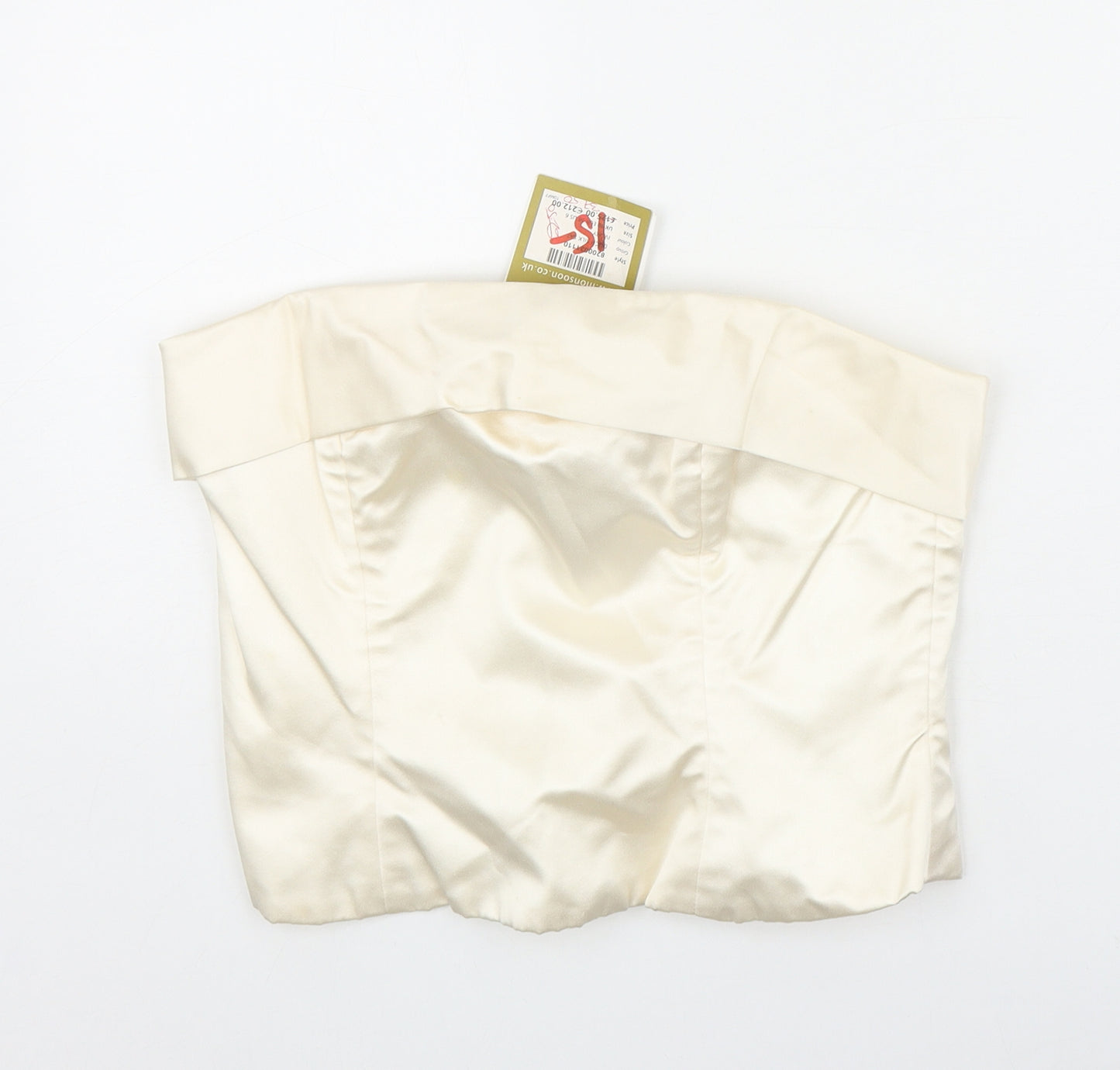 Monsoon Womens Ivory Silk Cropped Blouse Size 10 Off the Shoulder - Corset