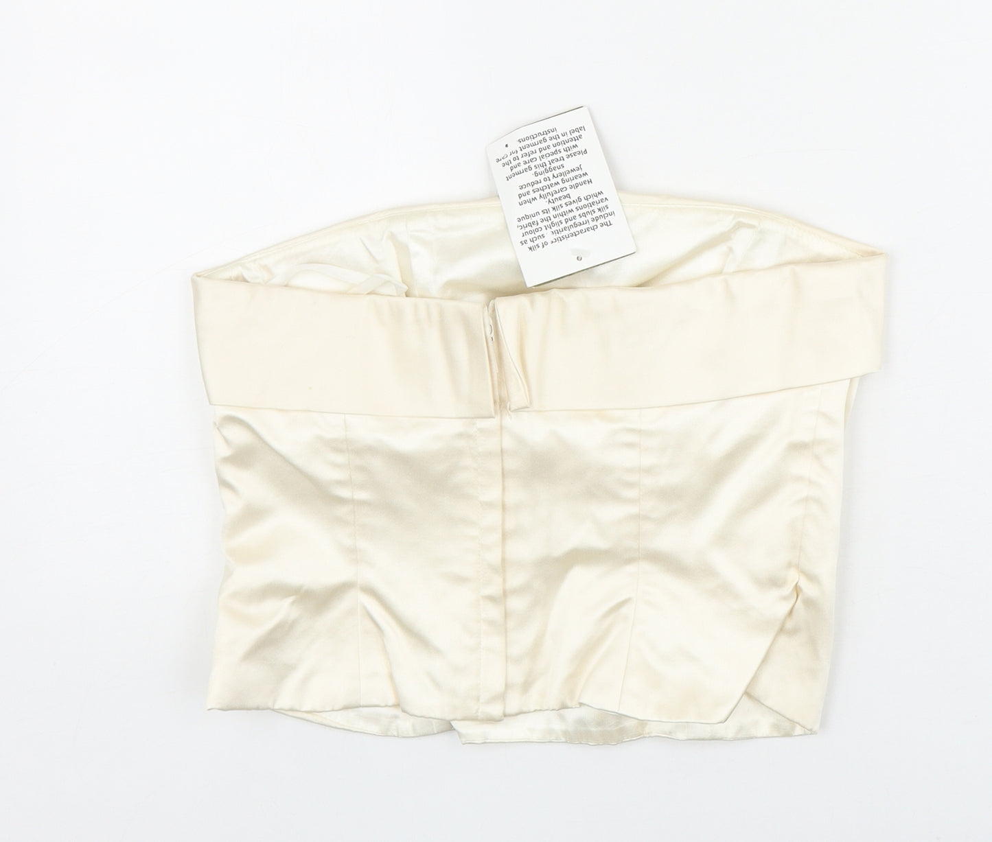 Monsoon Womens Ivory Silk Cropped Blouse Size 10 Off the Shoulder - Corset