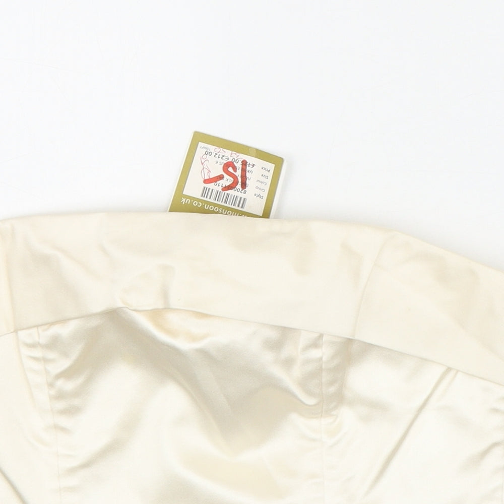 Monsoon Womens Ivory Silk Cropped Blouse Size 10 Off the Shoulder - Corset