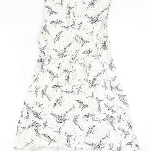 Dorothy Perkins Womens Ivory Geometric 100% Cotton A-Line Size 12 Scoop Neck Zip