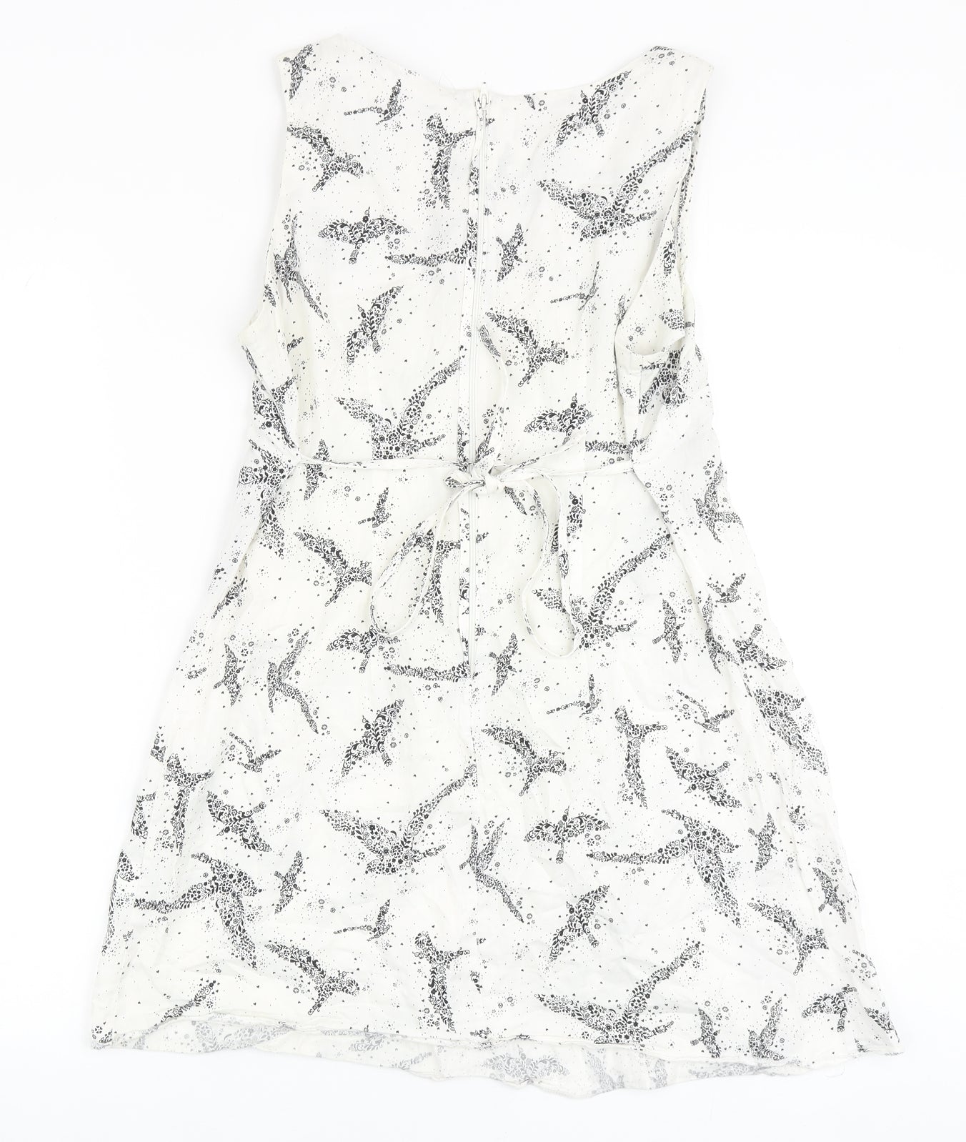 Dorothy Perkins Womens Ivory Geometric 100% Cotton A-Line Size 12 Scoop Neck Zip